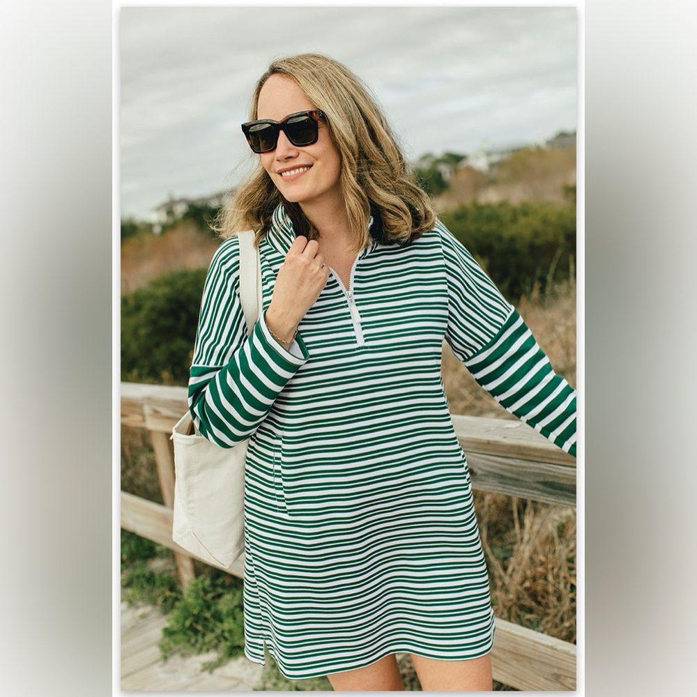 Addison Bay Grace Atwood Delancy Dress Long Sleeve Striped Athleisure Casual. 13
